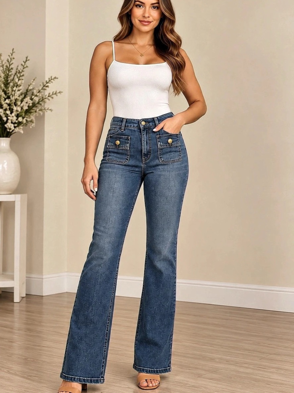 Nanette Lepore Belle High Rise Bootcut Jeans Blue Waist 8
